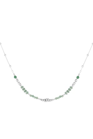 Necklace colorful beads - green & silver color Stainless Steel h5 