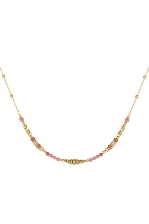 Necklace colorful beads - pink/Gold color Stainless Steel h5 