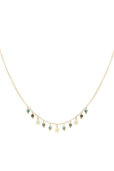 Collier pierres pendantes - Acier Inoxydable Vert &amp; Argenté h5 