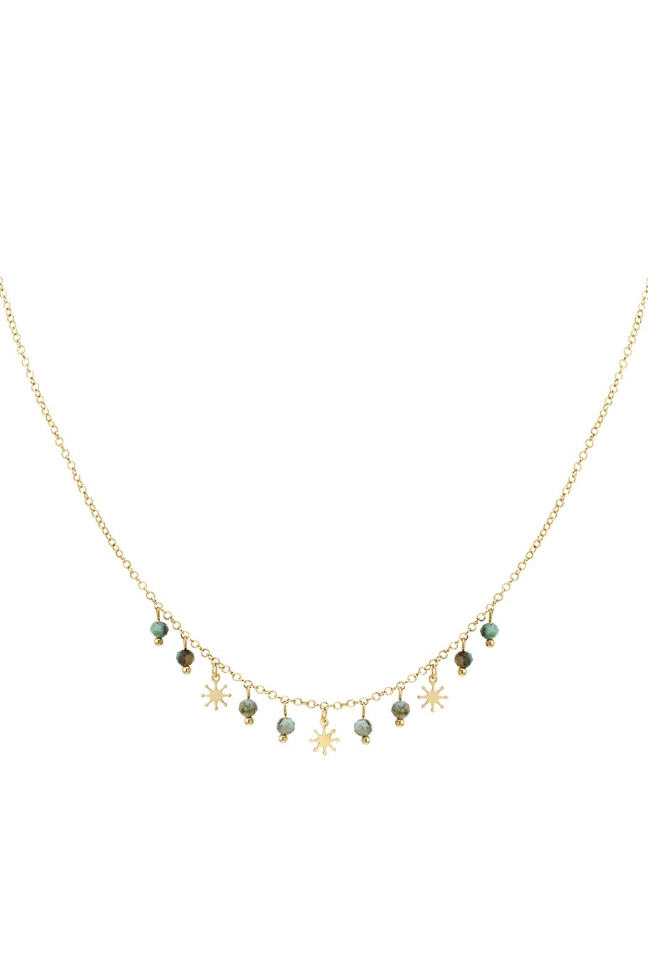 Collier pierres pendantes - Acier Inoxydable Vert &amp; Argenté 
