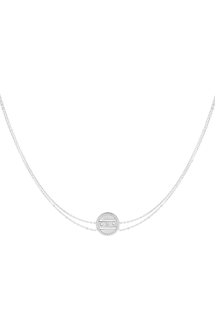 Double necklace with coin - silver color Stainless Steel 