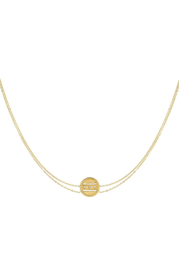 Double necklace with coin - Gold Color Stainless Steel 