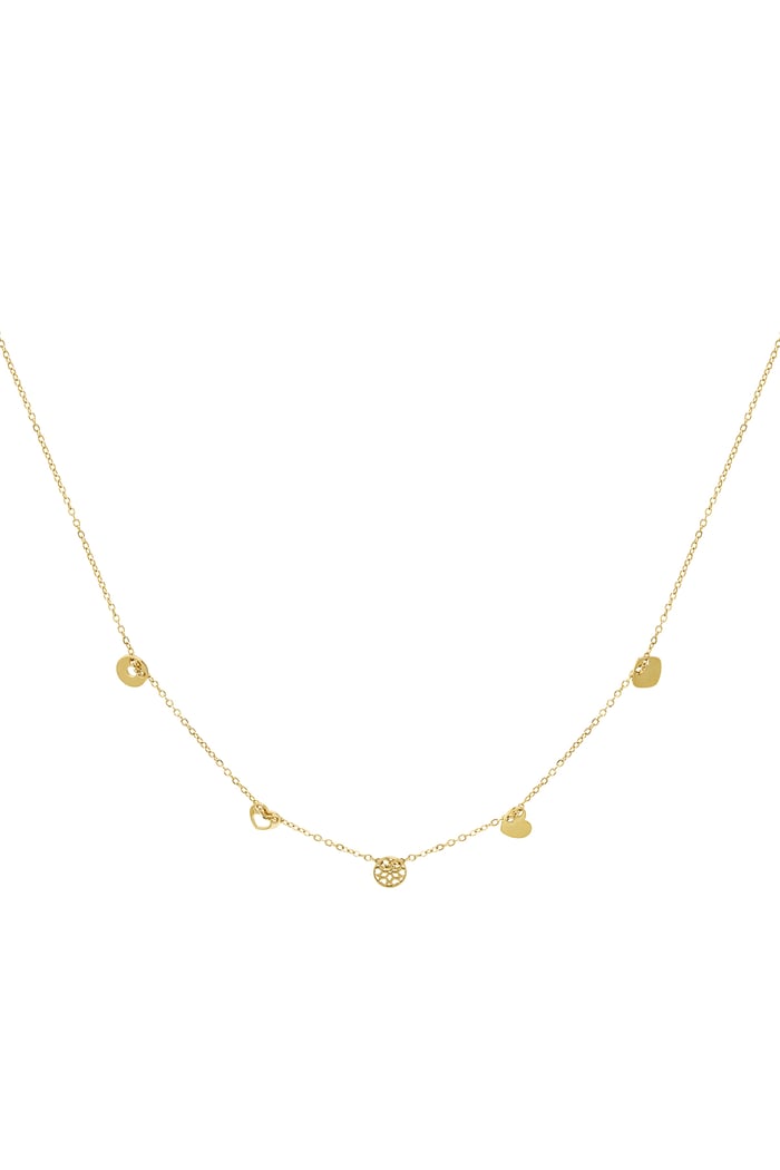 Necklace with charms - Gold Color Stainless Steel 