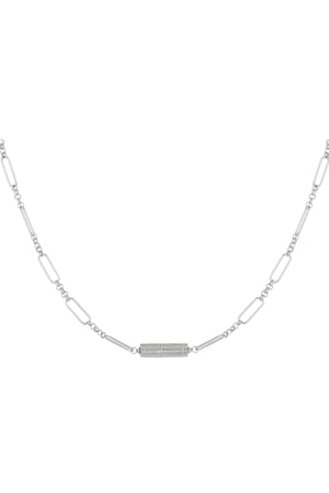 Link chain with charm - silver color Stainless Steel h5 