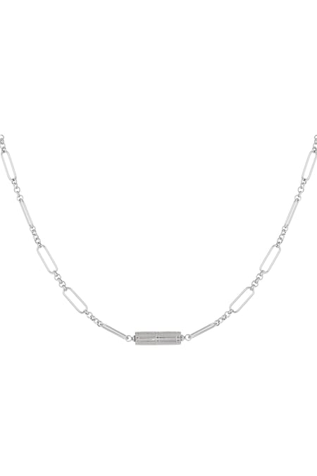 Link chain with charm - silver color Stainless Steel