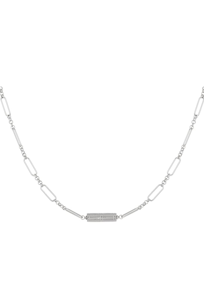 Link chain with charm - silver color Stainless Steel 