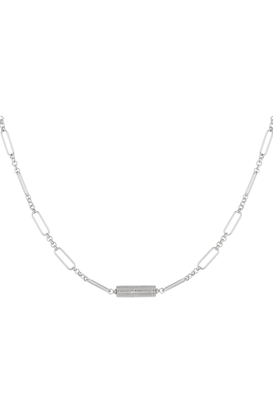 Link chain with charm - silver color Stainless Steel