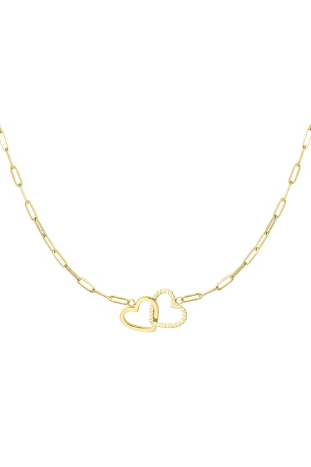 Necklace linked hearts - Gold Color Stainless Steel