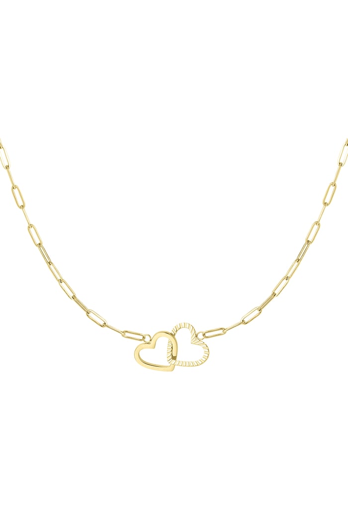 Necklace linked hearts - Gold Color Stainless Steel 