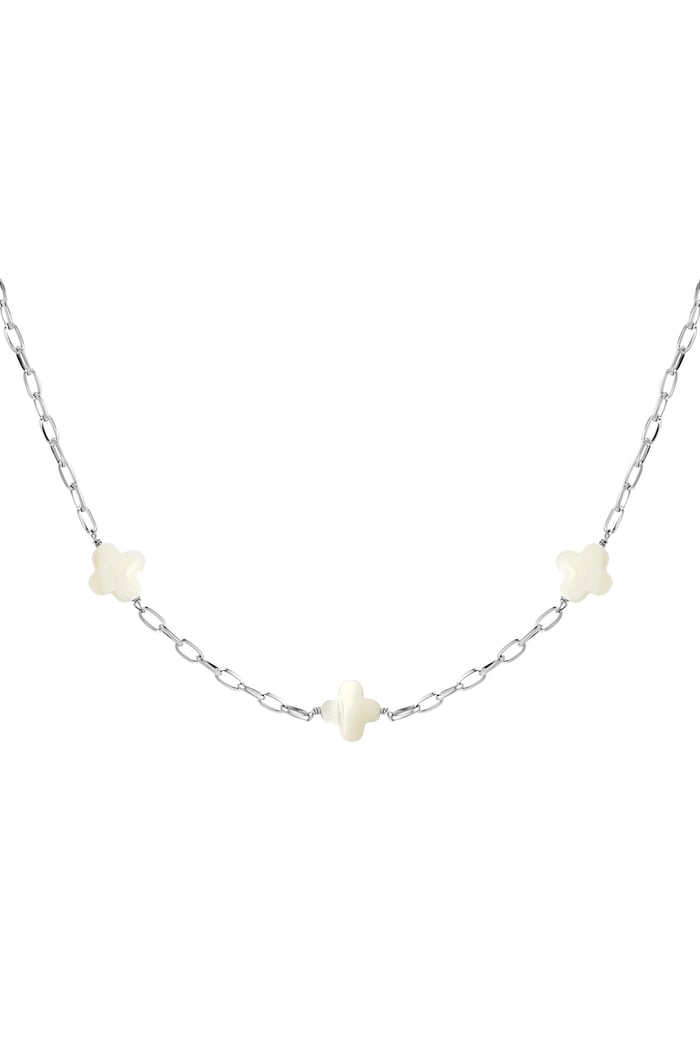 Necklace seashell clovers - Silver Color Stainless Steel 