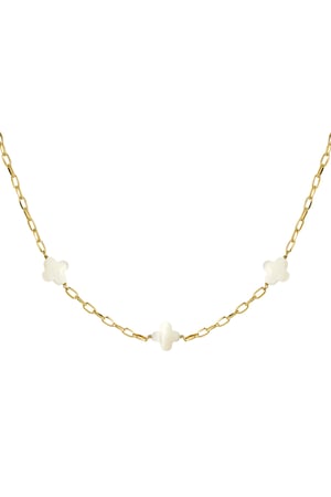 Necklace seashell clovers - Gold Color Stainless Steel h5 