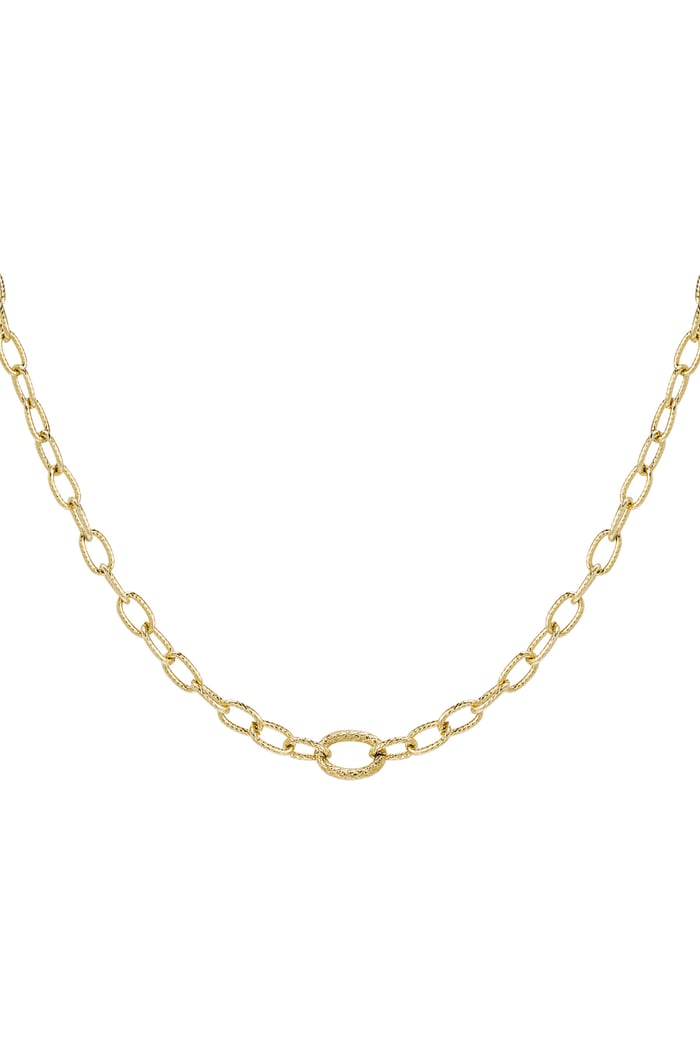 Link chain with structure - Gold Color Stainless Steel 