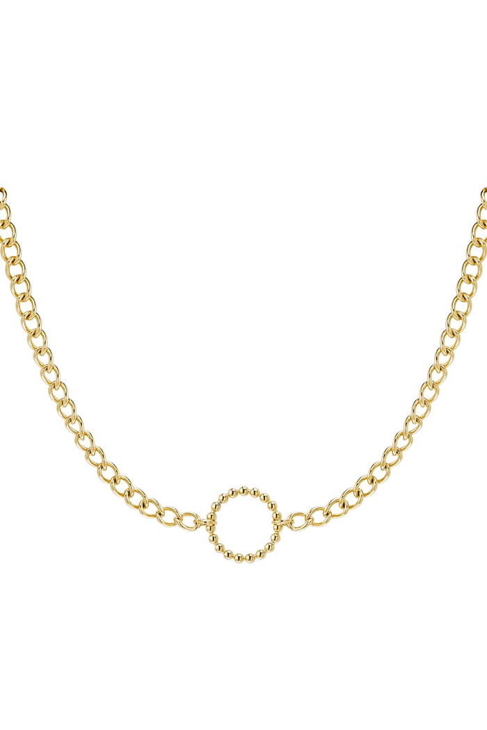 Link chain with circle - Gold Color stainless steel 