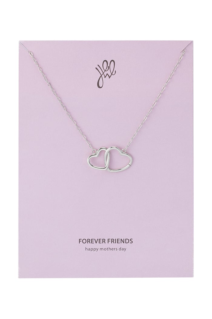 Necklace connected hearts - mother's day - silver color Stainless Steel 