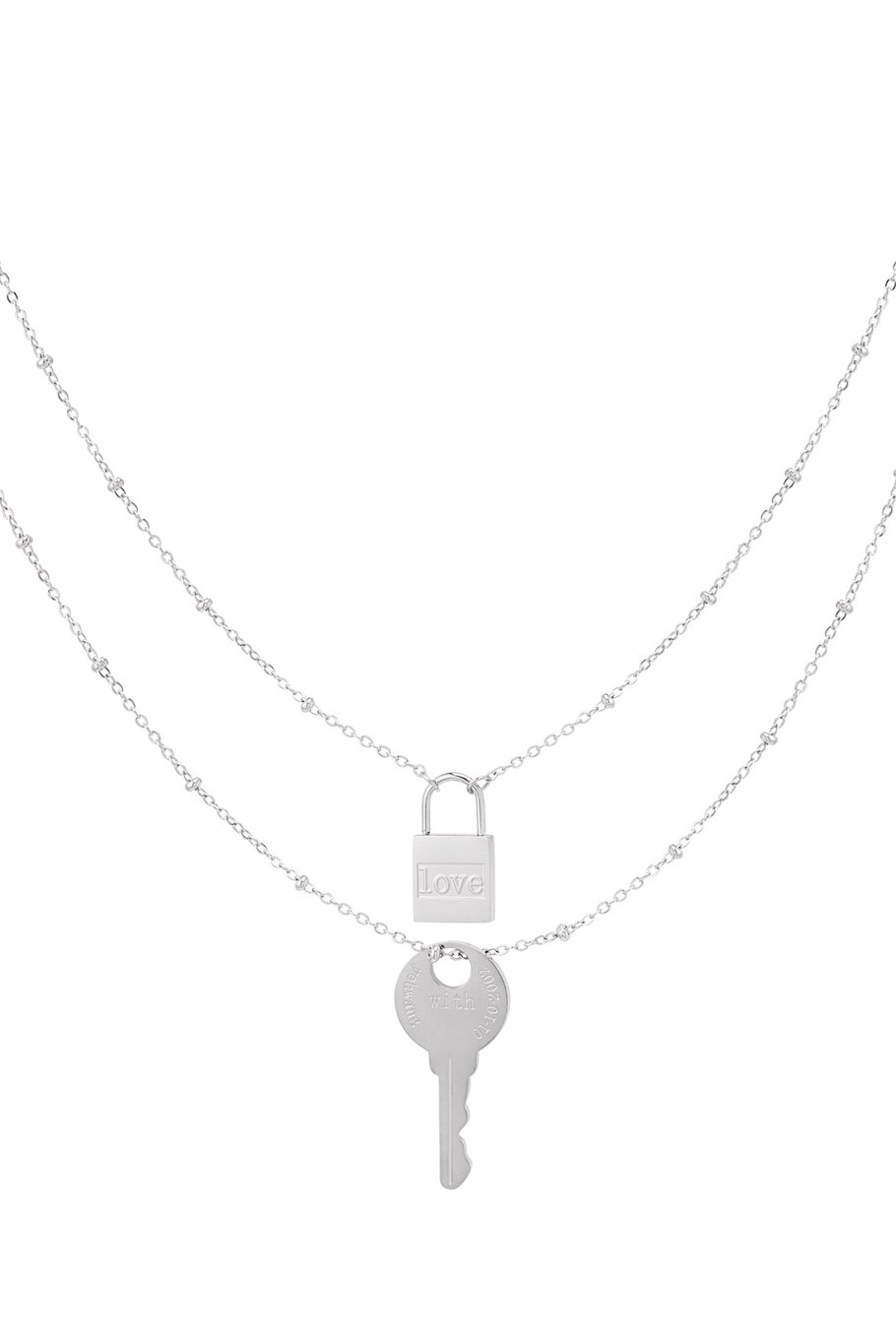 Double chain key and lock - Gold Color Stainless Steel
