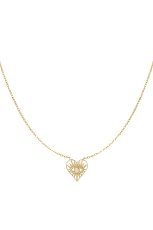 Link chain heart with eye - Gold color h5 