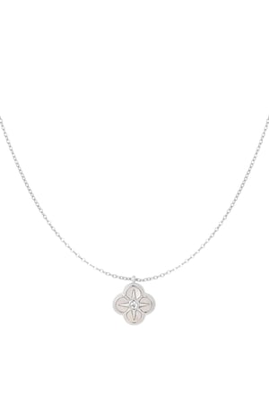 Necklace with flower and star - Silver Color color h5 