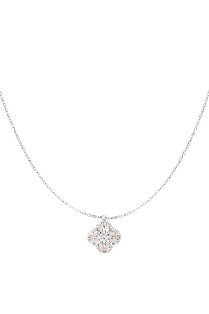 Necklace with flower and star - Silver Color color 