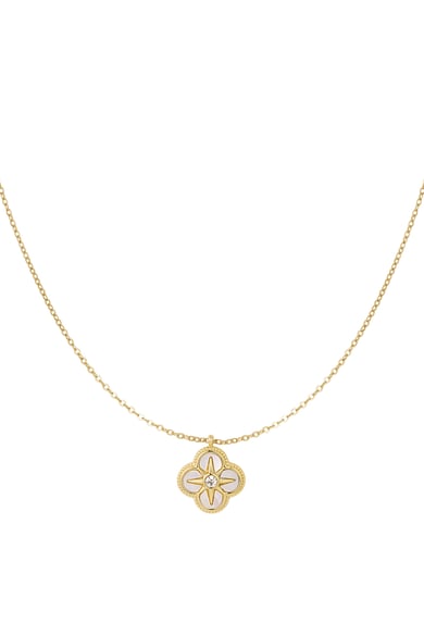 Necklace with flower and star - Gold color h5 