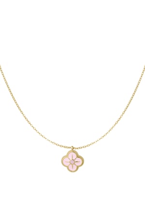 Necklace clover enamel - Gold color/pink h5 