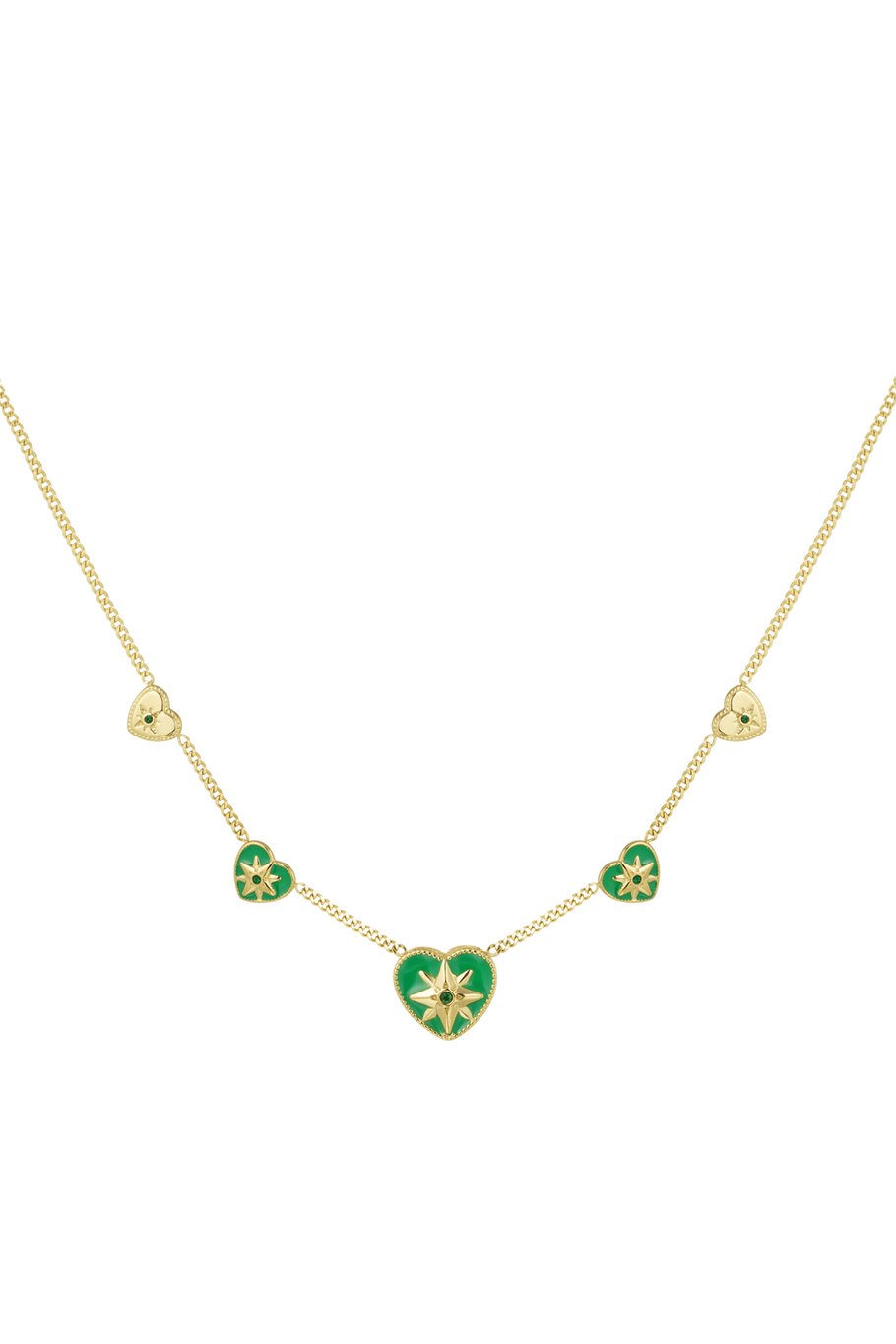 necklace 5 hearts white 