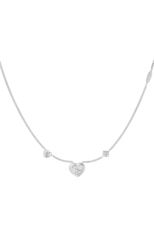 Necklace different hearts with stone - Silver Color color h5 