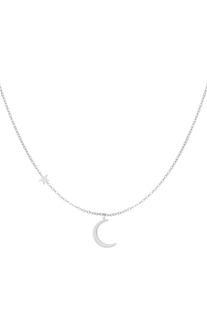 Necklace moon with star - silver color Stainless Steel h5 