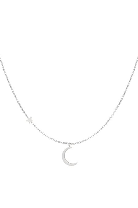 Necklace moon with star - silver color Stainless Steel 2