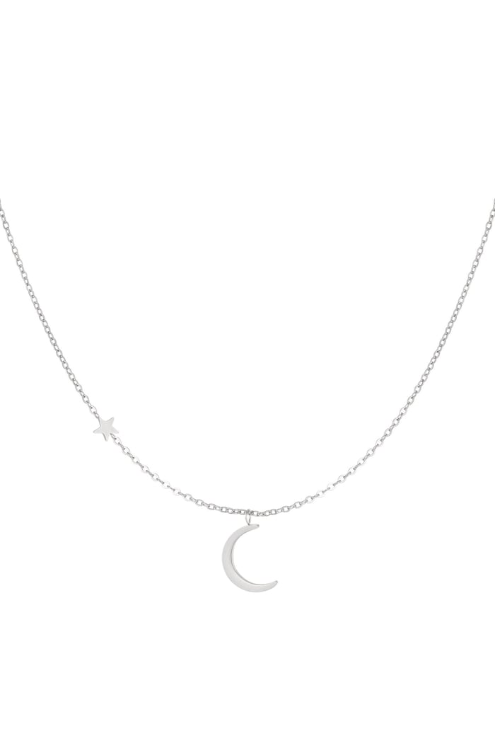 Necklace moon with star - silver color Stainless Steel 