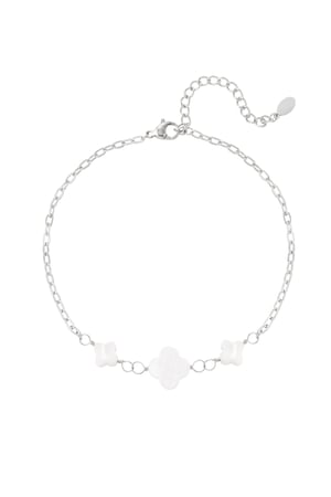 Bracelet de cheville avec trèfles - Couleur argent h5 