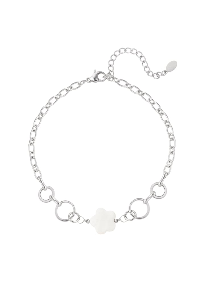 Anklet flower and rings - Silver Color color 