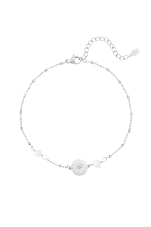 Anklet with charm and pearls - Silver Color color h5 