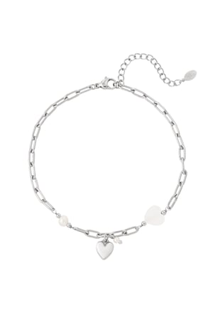 Anklet hearts and pearl detail - Silver Color color h5 