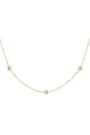 Necklace square stones - Gold color h5 