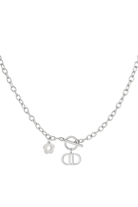 Link chain the good life with flower - Silver Color color