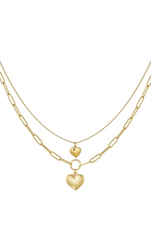 Double link chain with hearts - Gold color h5 