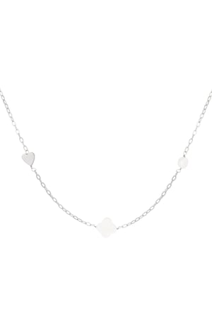 Necklace heart clover shell - Silver Color color h5 