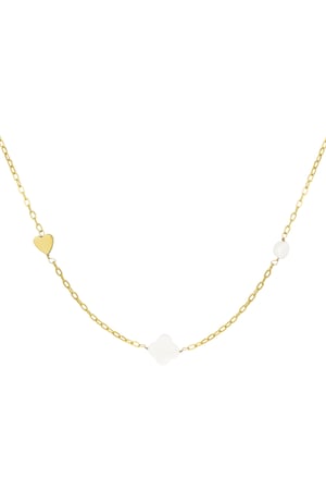 Necklace heart clover shell - Gold color h5 