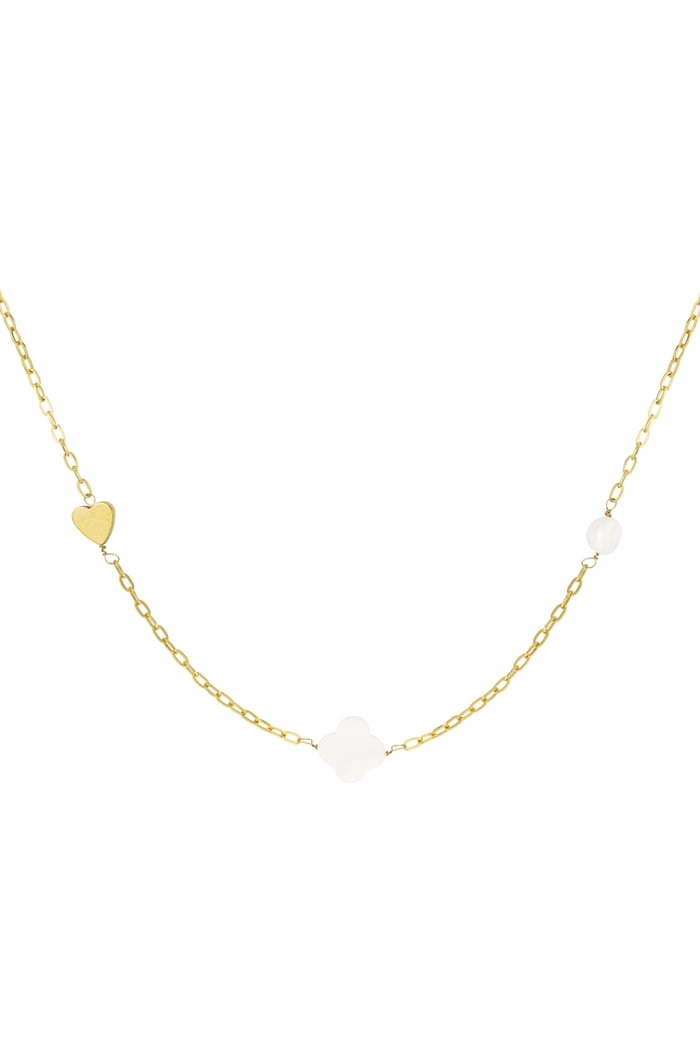 Necklace heart clover shell - Gold color 