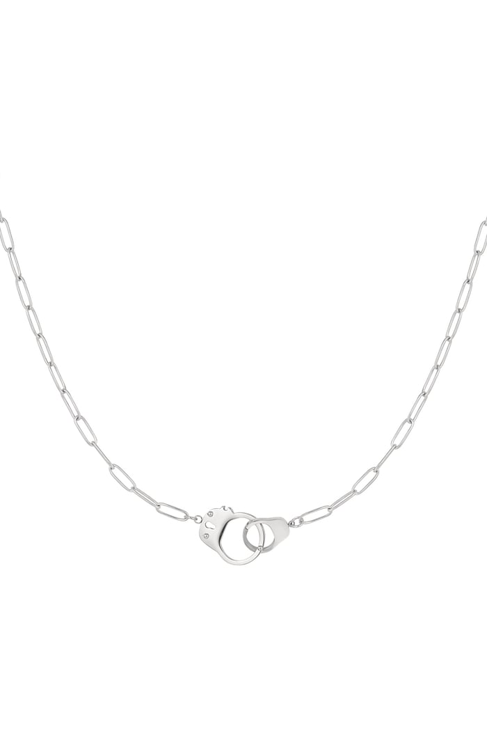 Link chain connected charm - Silver Color color 