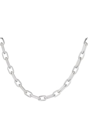 Necklace elongated links with charms - Silver Color color h5 