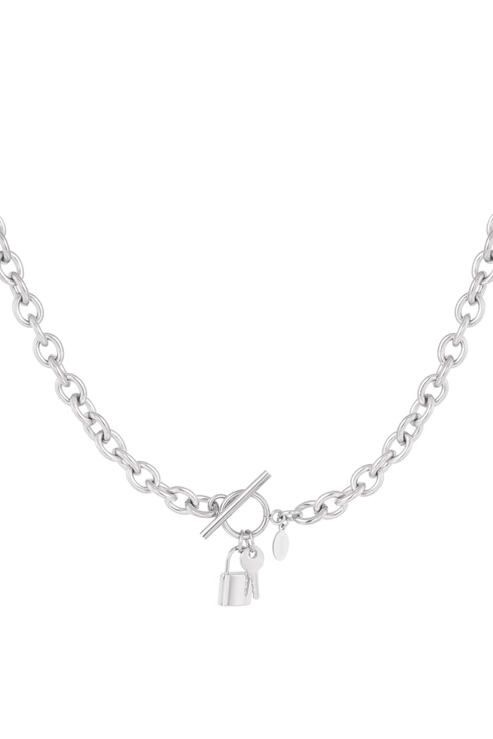 Chain links with charms - Silver Color color 