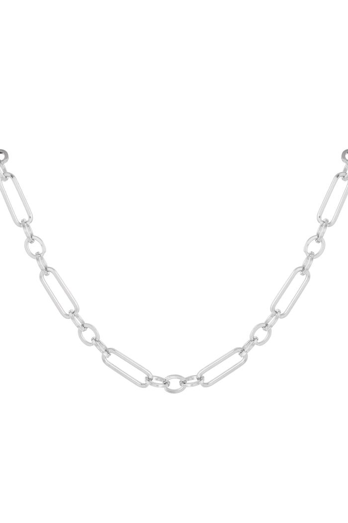 Necklace elongated links - Silver Color color 