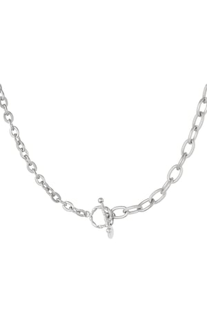 Link chain 2 sizes with round closure - Silver Color color h5 