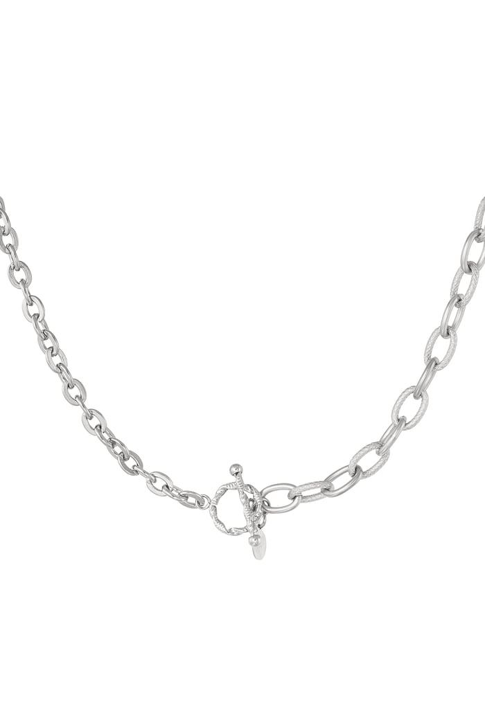 Link chain 2 sizes with round closure - Silver Color color 