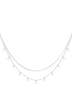 Necklace double layered circles - Silver Color color h5 