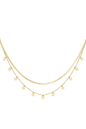 Necklace double layer circles - Gold color h5 