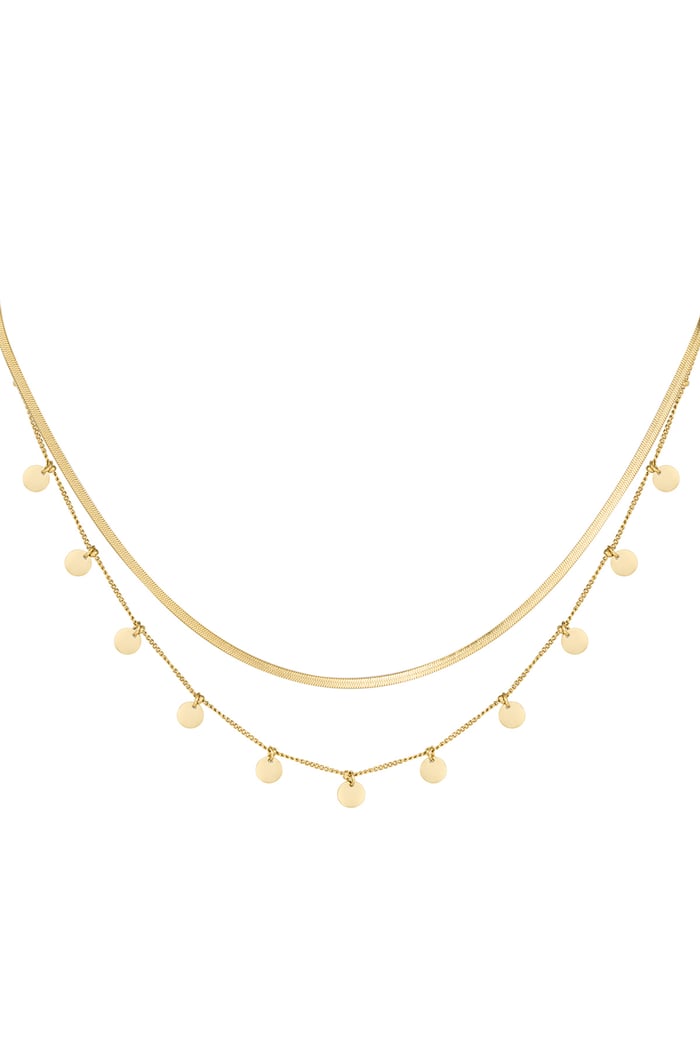 Necklace double layer circles - Gold color 