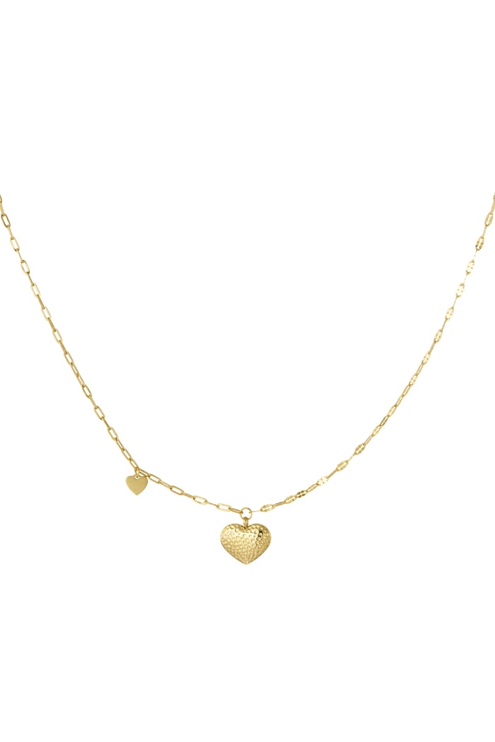 Link chain double heart - Gold color 