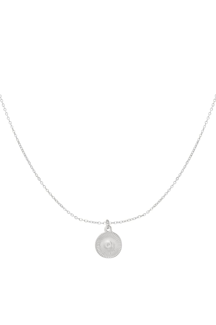 Necklace round coin - Silver Color color 